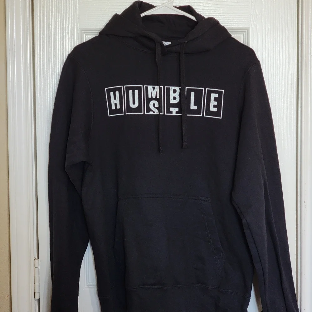 Men's Humble to Hustle Odometer style Hoodie long sleeve, black, S
